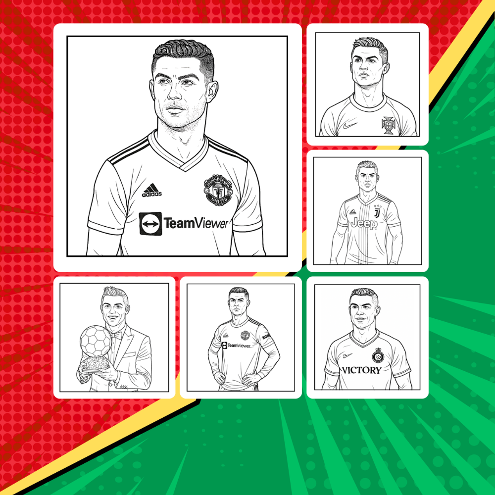 Cristiano Ronaldo Coloring Book | Soccer Legend Printable Pages for Fans