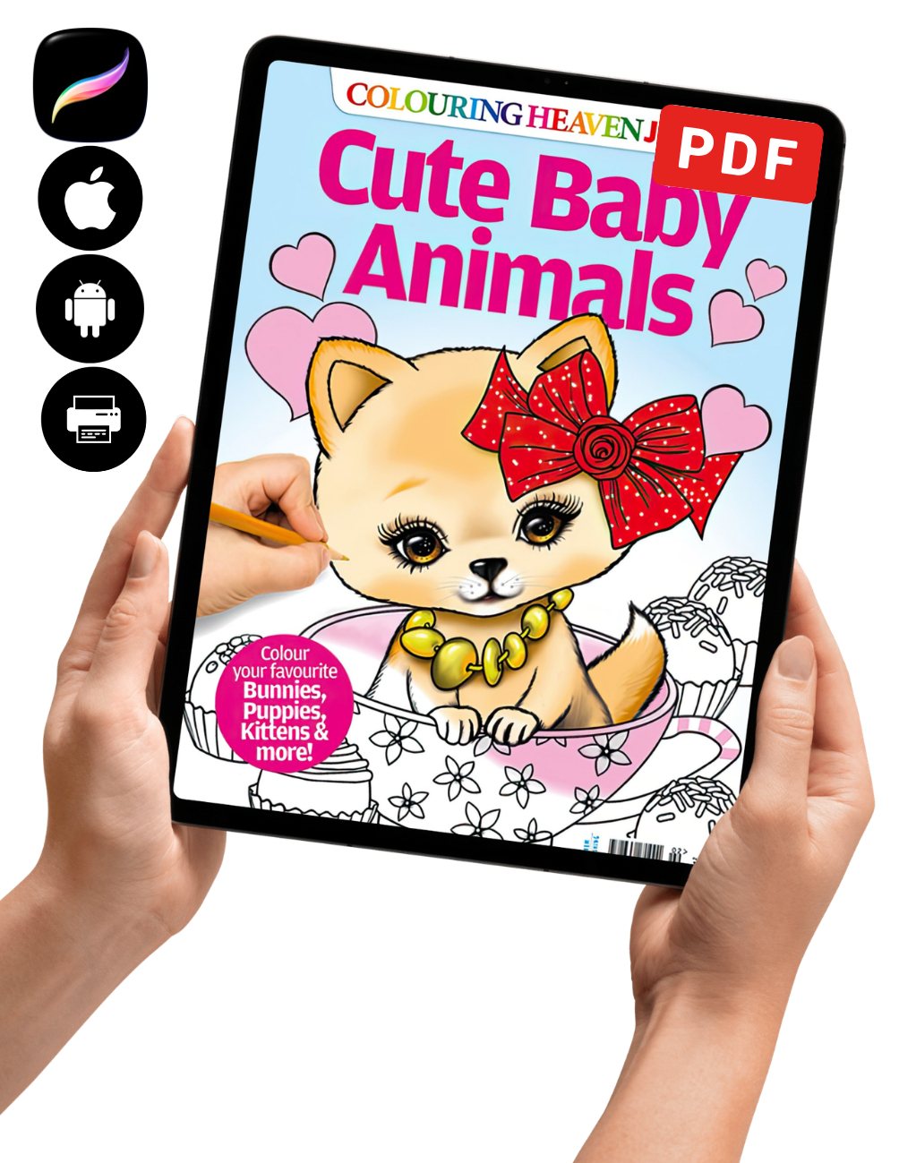 Cute Baby Animals Coloring Book PDF – Adorable Puppies, Kittens & Bunnies | Digital Download