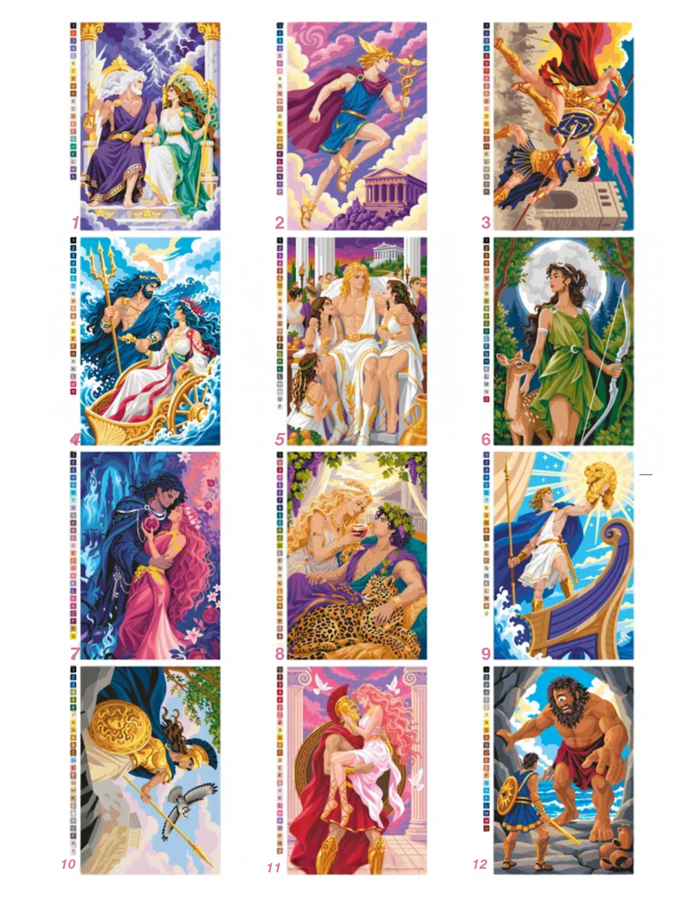Greek Mythology Mystery Coloring Book PDF | Color by Number Fantasy Romance | Ancient Greece Gods and Legends | Printable Digital Download