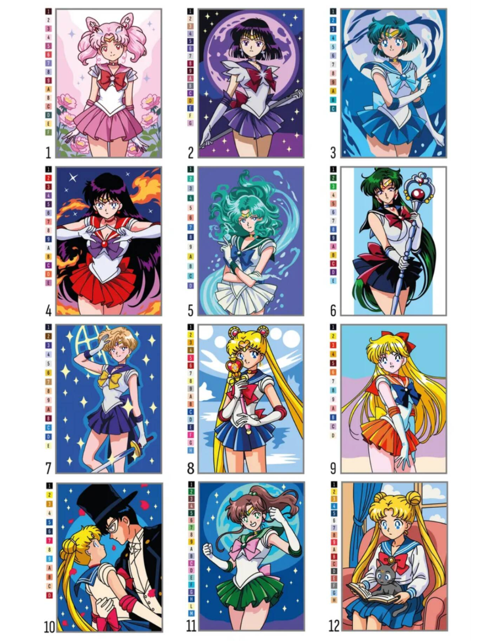 Sailor Moon Color by Number Coloring Book PDF – Anime Mystery Coloring Pages | Magical Girl Digital Download