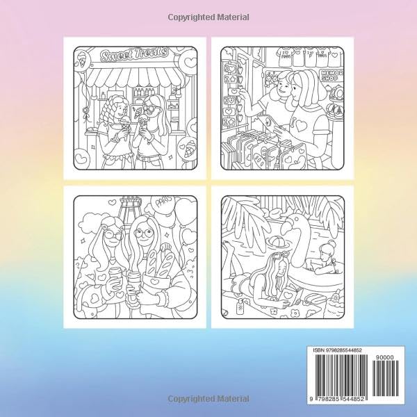 Besties Vacay: Cute and Fun Coloring Book for Adults and Teens Featuring Friendship Moments, Girly Vibes and Cozy Travel Activities
