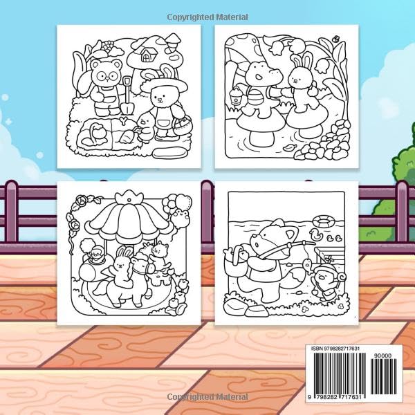 Cuddle Cuties: Coloring Book for Adults and Teens Featuring Cozy Animal Friends in Cute and Funny Moments for Relaxation