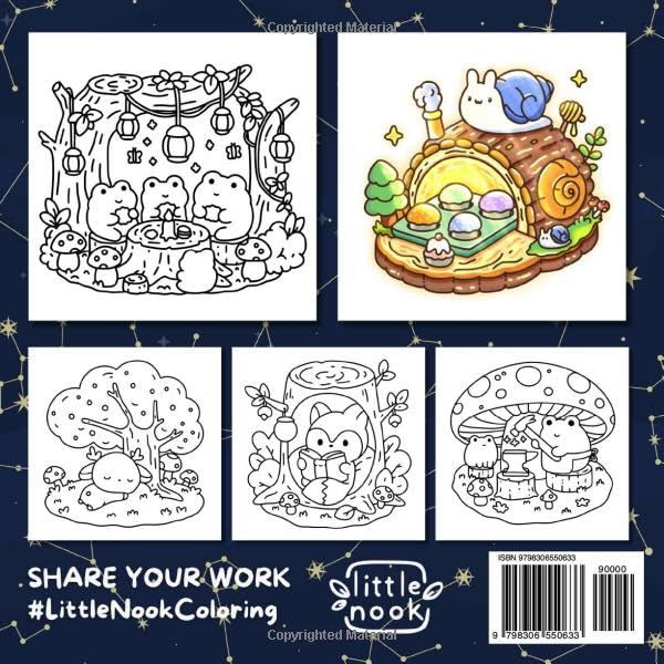 Cozy Woodland Nooks: Cute Animals in Magical & Hygge Forest, Garden, Plant and Nature Scenes - A Simply Whimsical Coloring Book