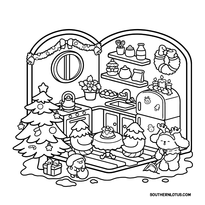 Xmas Corner Coloring Book | Cute & Easy Holiday Pages