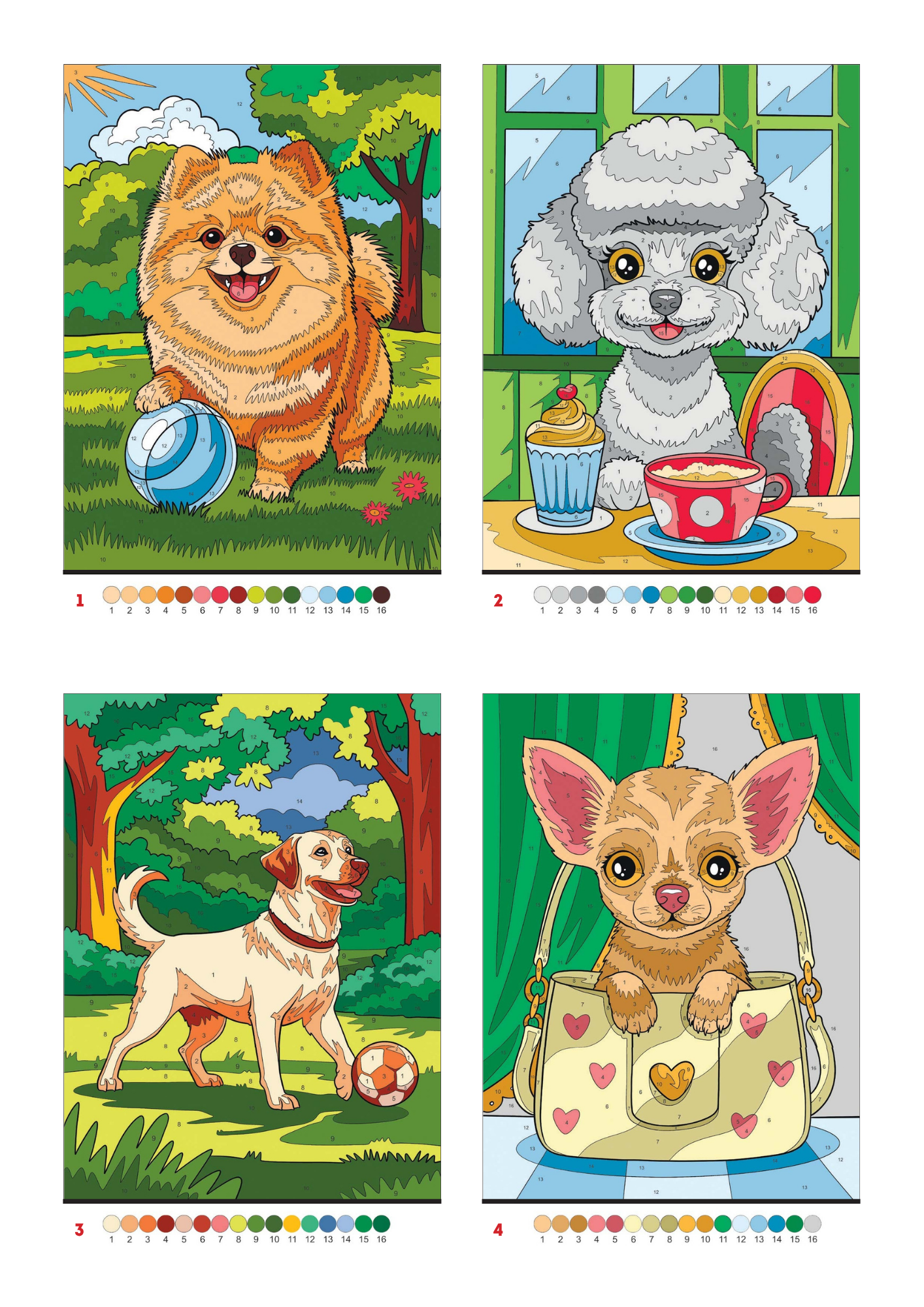 Cute Dogs Color by Number | 100 Adorable Puppy Coloring Pages | Printable PDF | Instant Digital Download | Premium Coloring Book