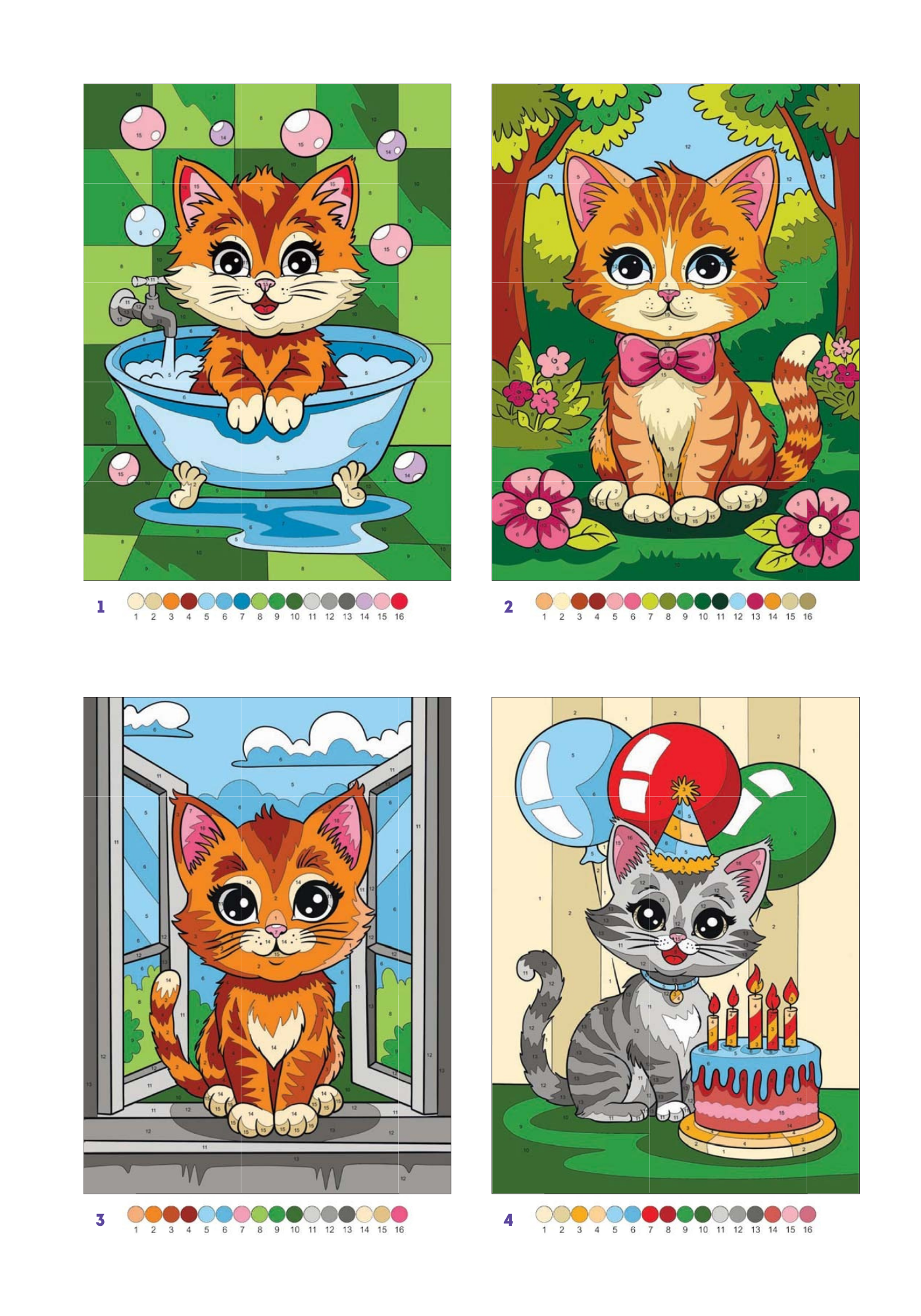 Cute Cats Color by Number | 100 Adorable Kitten Coloring Pages | Printable PDF | Instant Digital Download | Premium Coloring Book