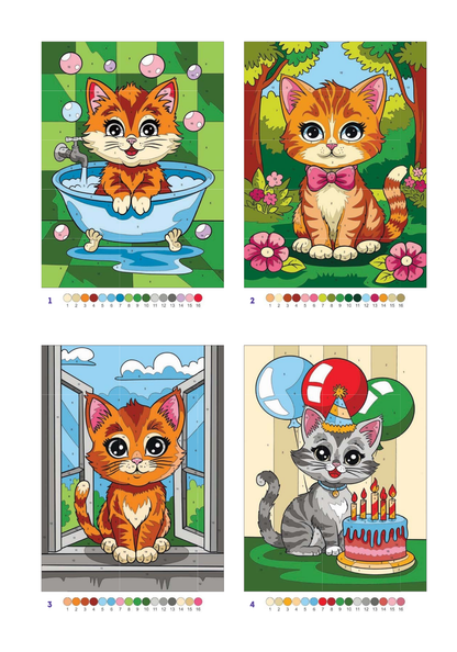 Cute Cats Color by Number | 100 Adorable Kitten Coloring Pages | Printable PDF | Instant Digital Download | Premium Coloring Book