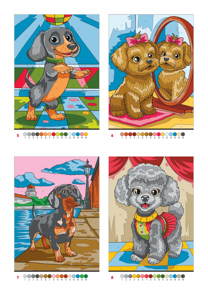 Cute Dogs Color by Number | 100 Adorable Puppy Coloring Pages | Printable PDF | Instant Digital Download | Premium Coloring Book