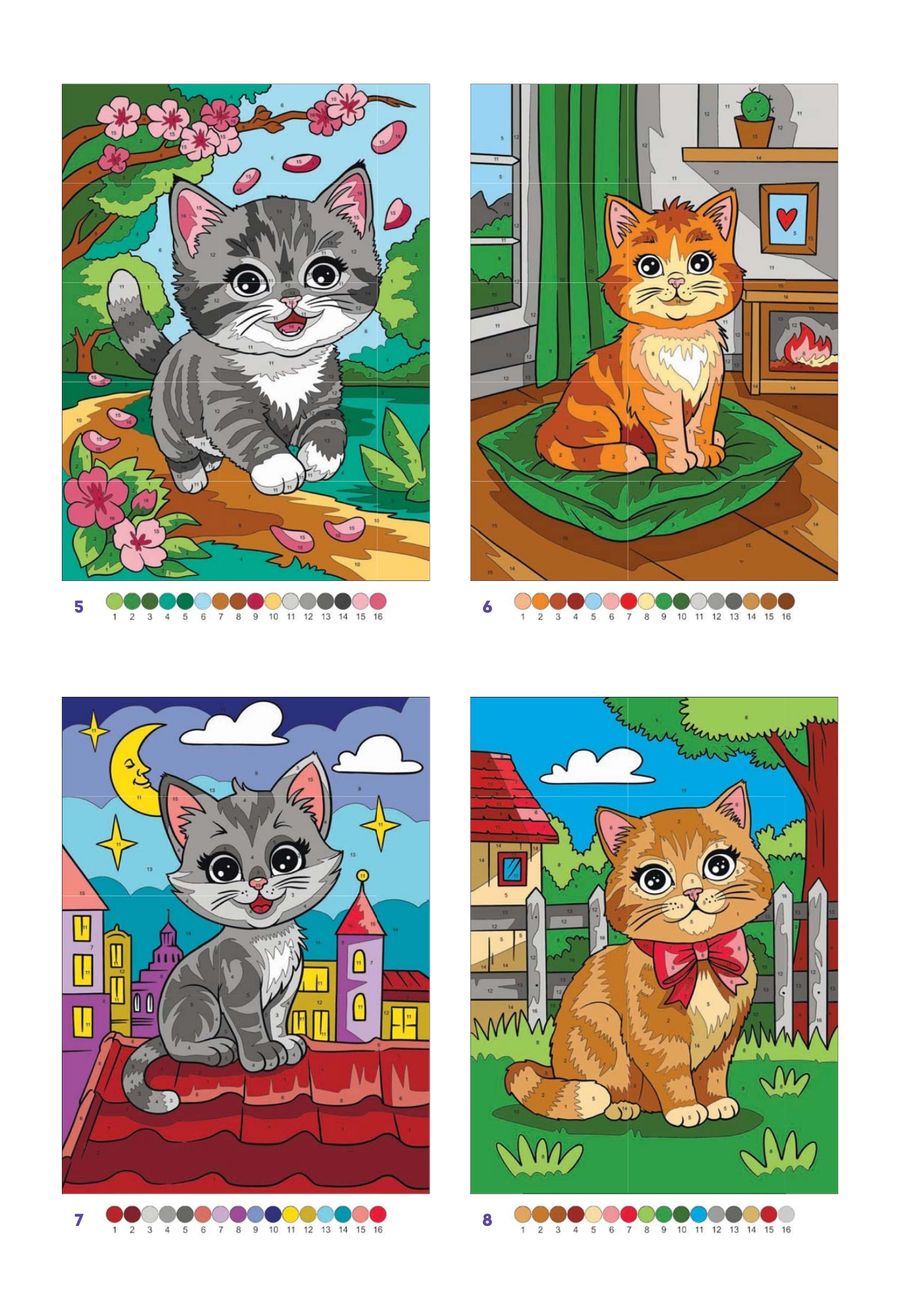Cute Cats Color by Number | 100 Adorable Kitten Coloring Pages | Printable PDF | Instant Digital Download | Premium Coloring Book