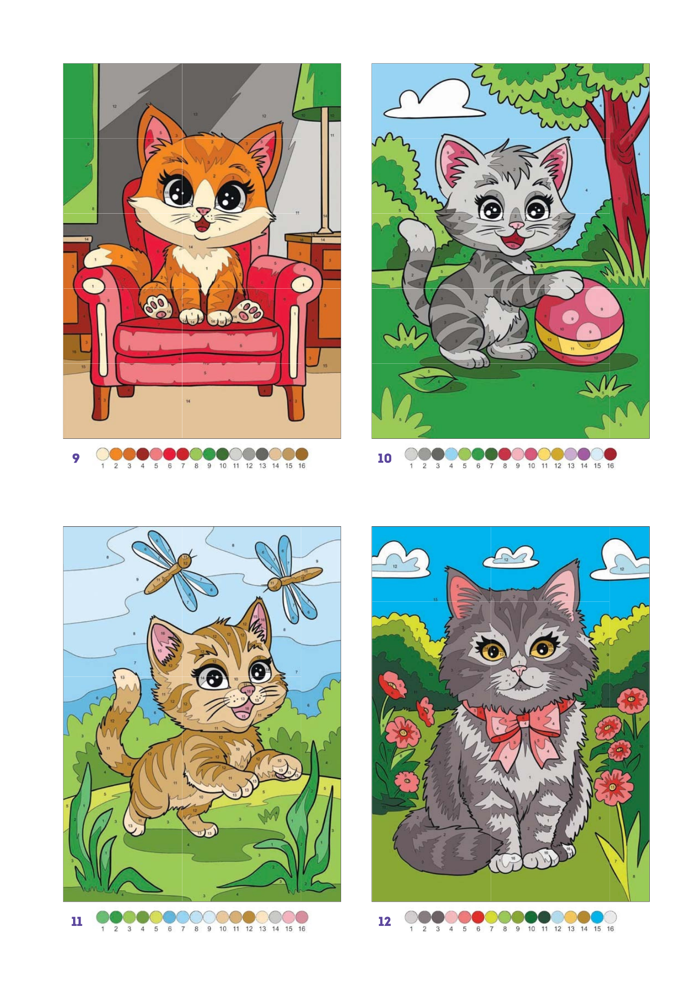 Cute Cats Color by Number | 100 Adorable Kitten Coloring Pages | Printable PDF | Instant Digital Download | Premium Coloring Book