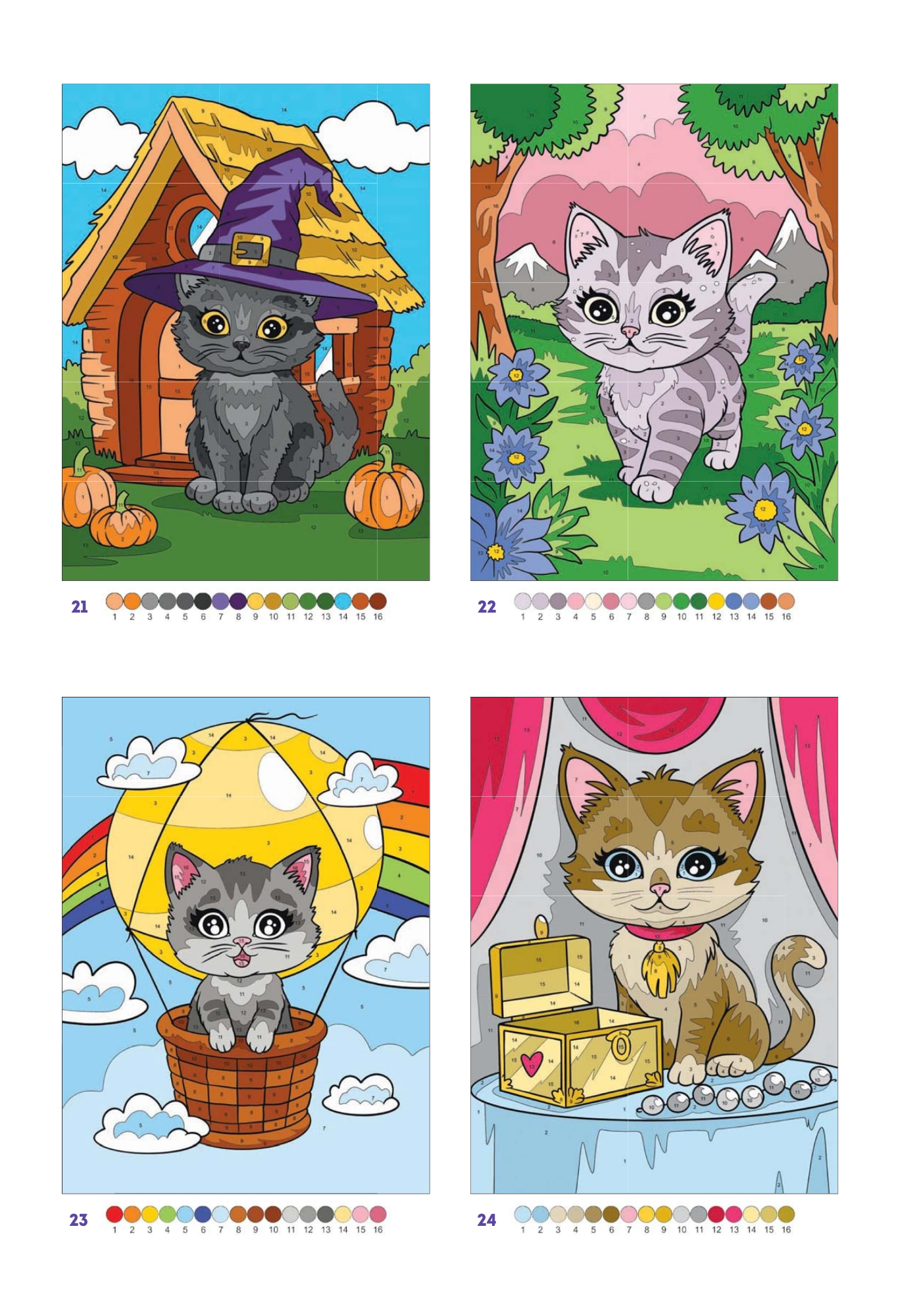 Cute Cats Color by Number | 100 Adorable Kitten Coloring Pages | Printable PDF | Instant Digital Download | Premium Coloring Book