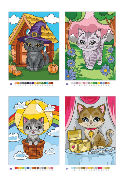 Cute Cats Color by Number | 100 Adorable Kitten Coloring Pages | Printable PDF | Instant Digital Download | Premium Coloring Book