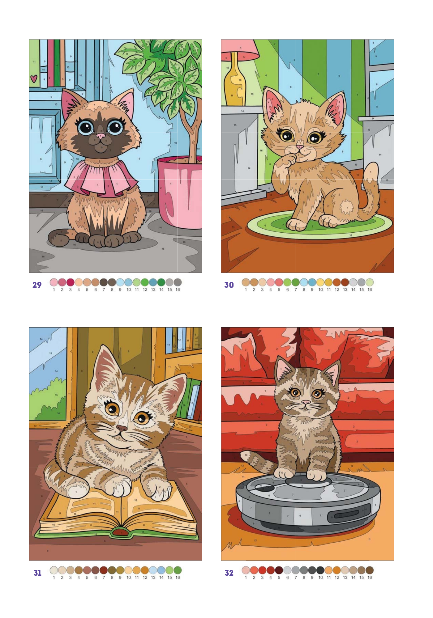 Cute Cats Color by Number | 100 Adorable Kitten Coloring Pages | Printable PDF | Instant Digital Download | Premium Coloring Book
