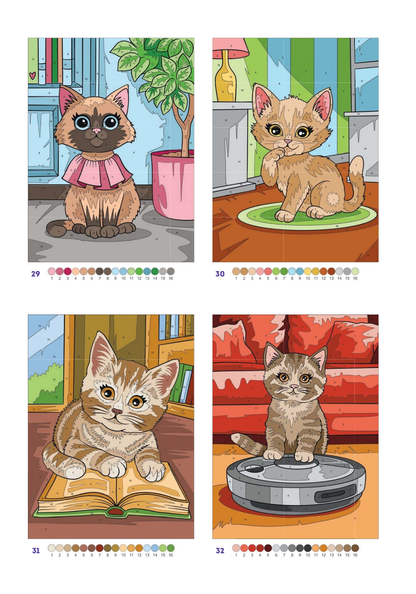 Cute Cats Color by Number | 100 Adorable Kitten Coloring Pages | Printable PDF | Instant Digital Download | Premium Coloring Book