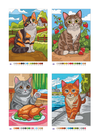 Cute Cats Color by Number | 100 Adorable Kitten Coloring Pages | Printable PDF | Instant Digital Download | Premium Coloring Book