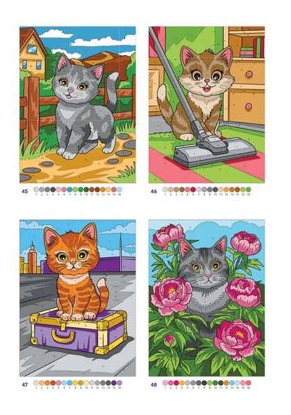 Cute Cats Color by Number | 100 Adorable Kitten Coloring Pages | Printable PDF | Instant Digital Download | Premium Coloring Book