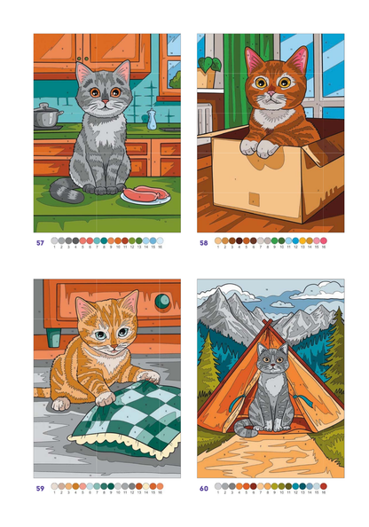 Cute Cats Color by Number | 100 Adorable Kitten Coloring Pages | Printable PDF | Instant Digital Download | Premium Coloring Book