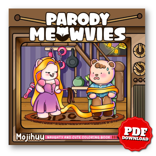 Parody Meowvies: Naughty and Cute Coloring Book for Adults Featuring Fuzzy Cat and Cozy Friends with Funny Movie-Inspired Scenes