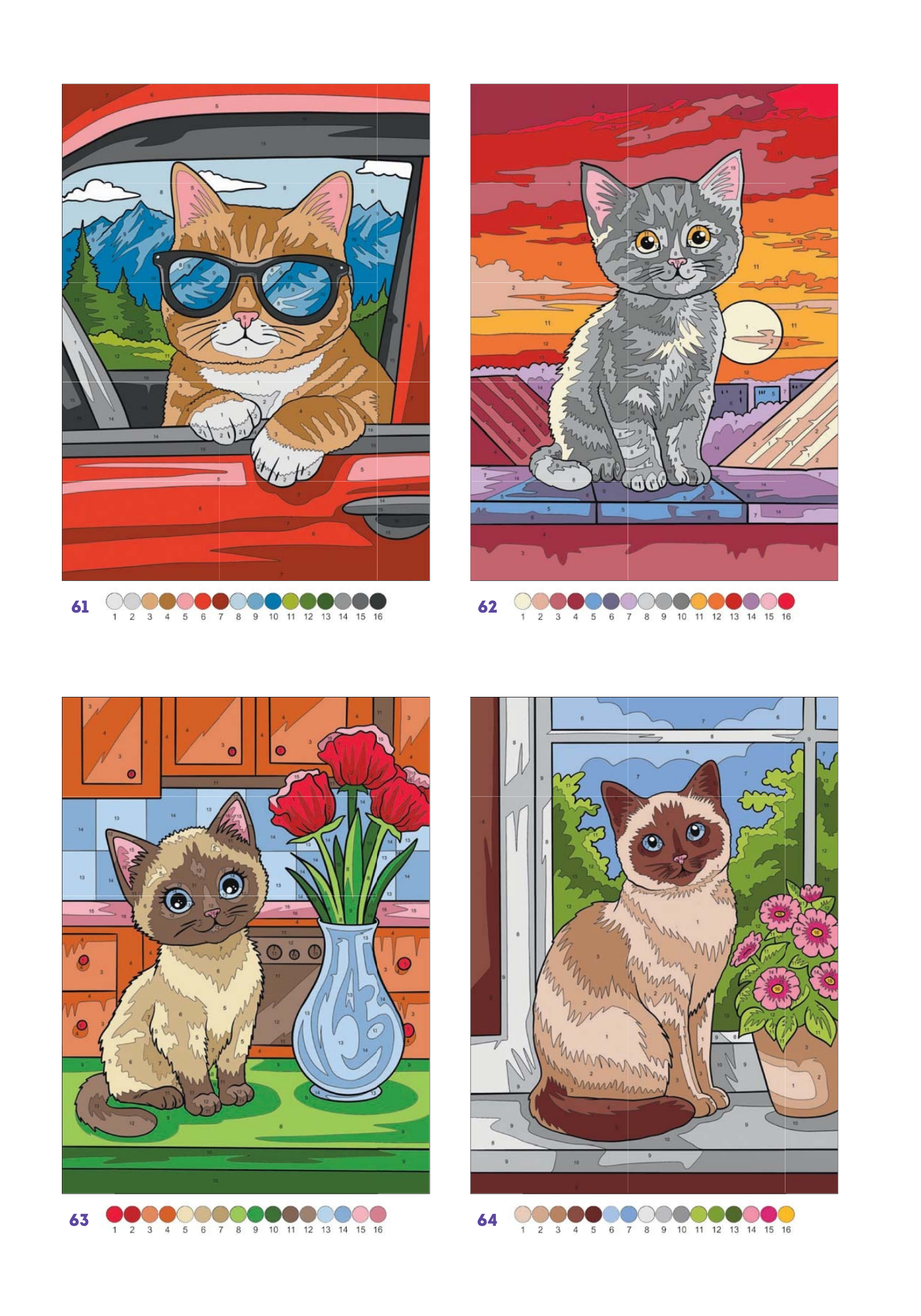 Cute Cats Color by Number | 100 Adorable Kitten Coloring Pages | Printable PDF | Instant Digital Download | Premium Coloring Book