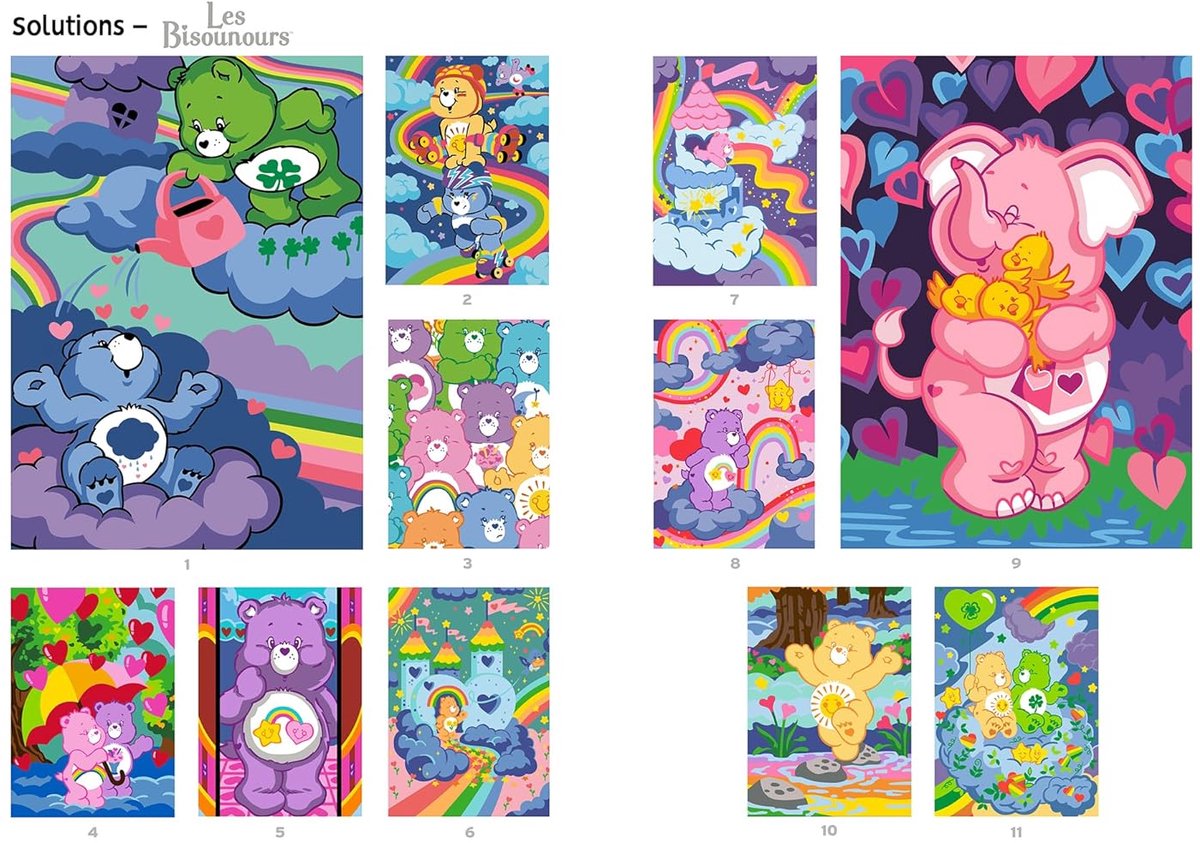 Bisounours Color by Number – Care Bears Coloring Book – Cute Cartoon Activity – Digital Download