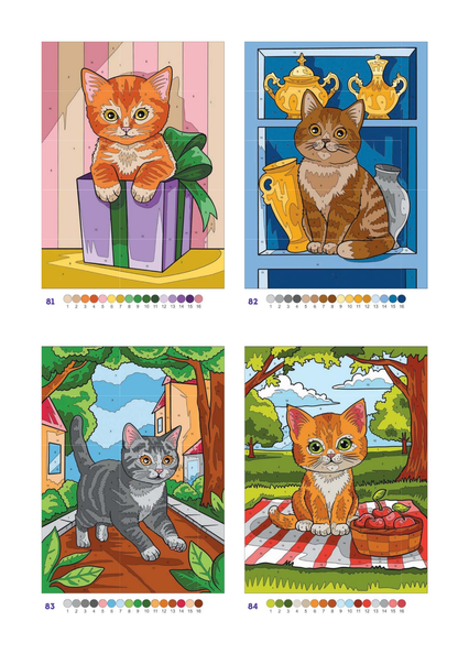 Cute Cats Color by Number | 100 Adorable Kitten Coloring Pages | Printable PDF | Instant Digital Download | Premium Coloring Book