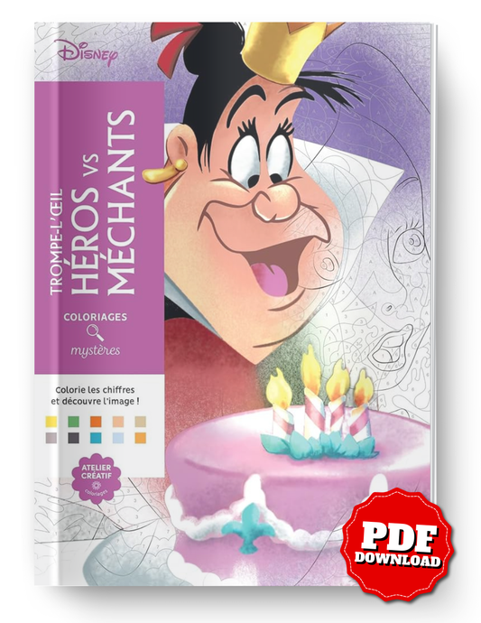 Disney Mystery Coloring Book – Heroes vs Villains (Optical Reveal) | Printable PDF Download