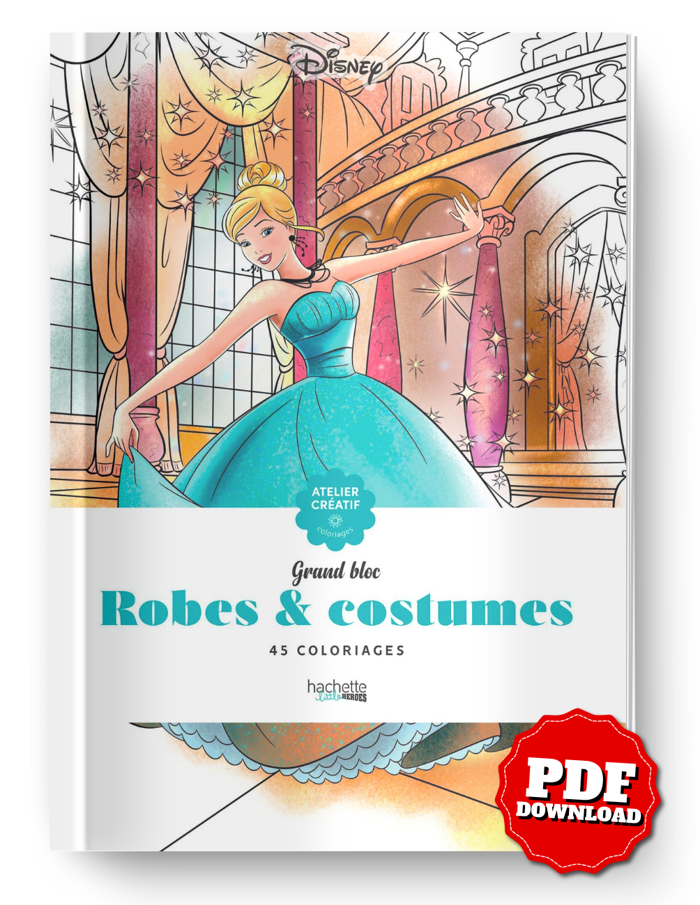 Princess Fashion – Dresses & Costumes Coloring Book (45 Pages)