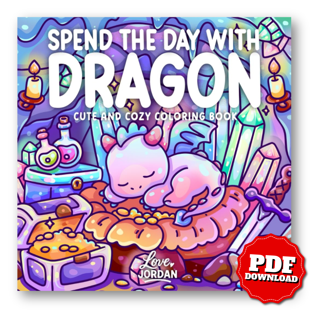 Spend the Day with Dragon: A Cute & Cozy Coloring Book for Adults and Teens Featuring Whimsical Scenes, Relaxing Moments, and Fantasy Fun for Stress Relief