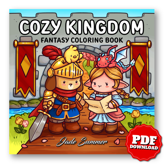 Cozy Kingdom: A Cute Fantasy Coloring Book for Adults and Teens with Knights, Dragons, Unicorns, Fairies, and More!