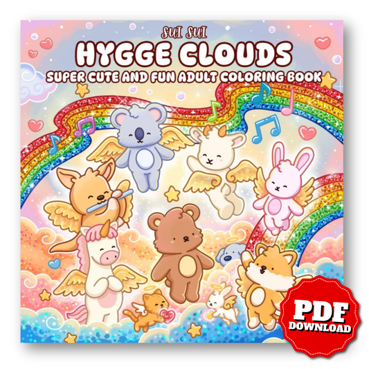 Hygge Clouds - Super Cute and Fun Adult Coloring Book: Featuring Adorable Animal Characters Engaging in Relaxation, Mindfulness, and Stress Relief ... Besties in a Magical Fantasy Heaven World