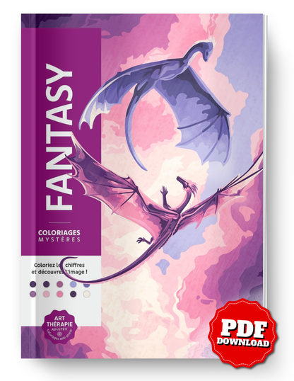 Fantasy Color by Number Book PDF – Magical Creatures Coloring Pages (Dragons, Fairies, Elves) – Mystery Coloring for Adults & Kids – Instant Download