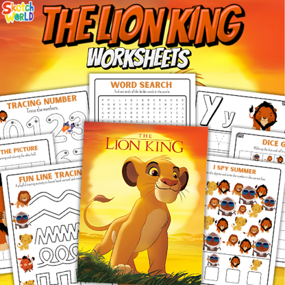 The Lion King Printable Worksheets | Tracing, Word Search & Fun Activities for Kids
