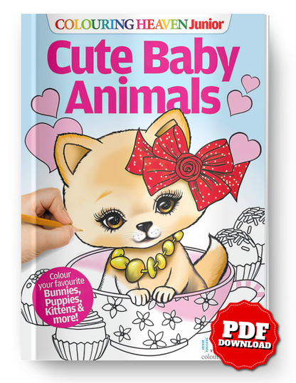 Cute Baby Animals Coloring Book PDF – Adorable Puppies, Kittens & Bunnies | Digital Download
