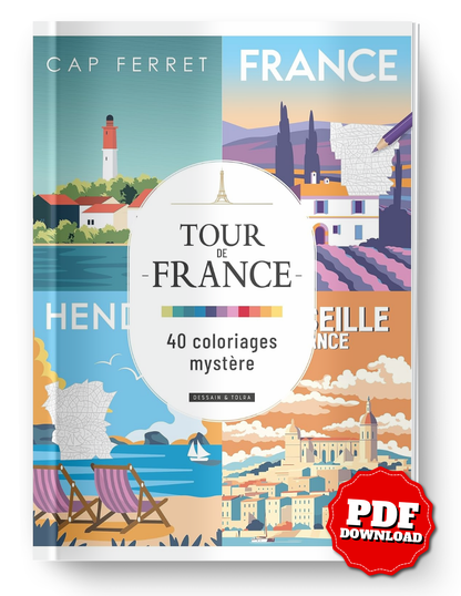 France Mystery Coloring Book PDF – 40 Travel Color by Number Pages | French Landscapes & Cityscapes