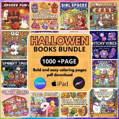 Halloween Coloring Books Bundle | 1000+ Cute & Easy Printable Pages for Kids