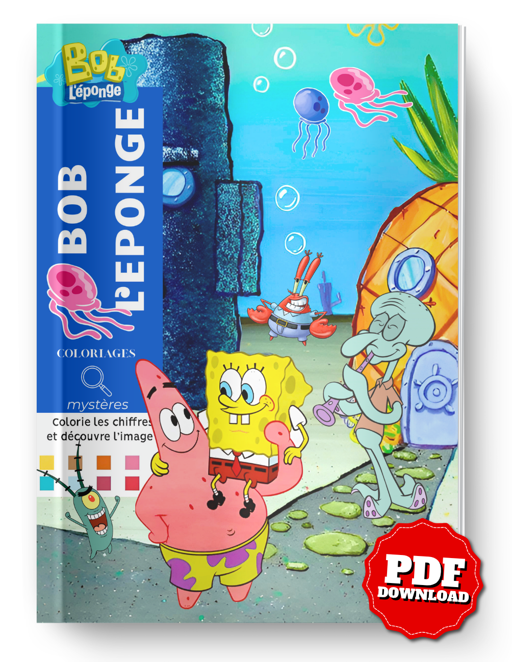 SpongeBob Mystery Coloring Book (PDF) – Color by Number Printable for Kids & Adults