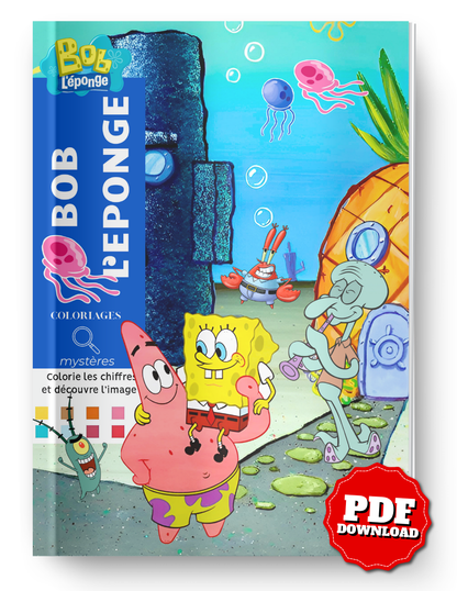 SpongeBob Mystery Coloring Book (PDF) – Color by Number Printable for Kids & Adults