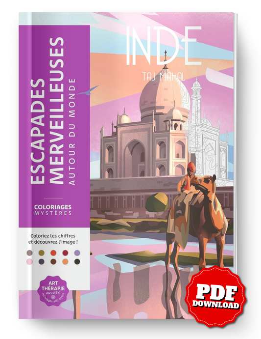 Wonderful World Travels Mystery Color By Number Book | World Landmarks Coloring Book | Hidden Picture Printable PDF for Adults & Teens
