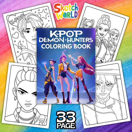 K-Pop Demon Hunters Coloring Book | 33 Printable Pages for Kids & Teens