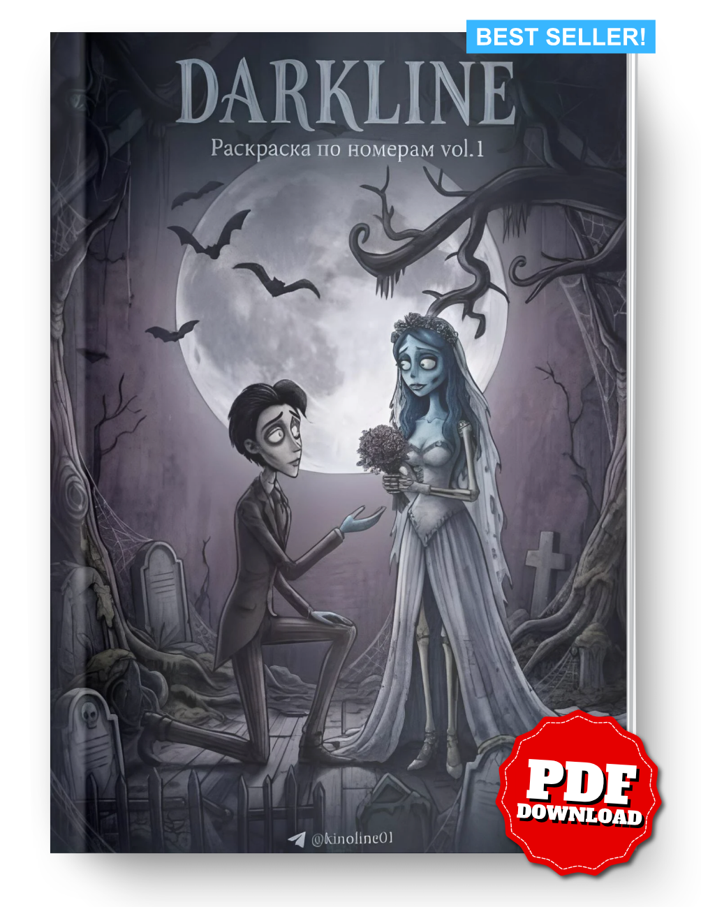 Darkline Mystery Color by Number Book PDF | Dark Fantasy Coloring Pages | Spooky Wedding Printable | Digital Download