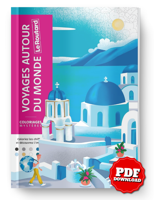 Le Routard World Travel Mystery Color By Number Book | Hidden Travel Coloring Book | Printable PDF Coloring Pages for Adults & Teens