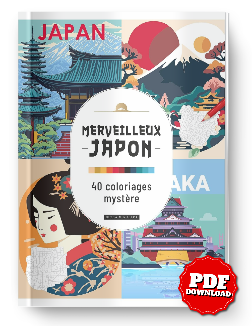Japan Mystery Coloring Book PDF – 40 Color by Number Pages | Japanese Culture & Travel Coloring