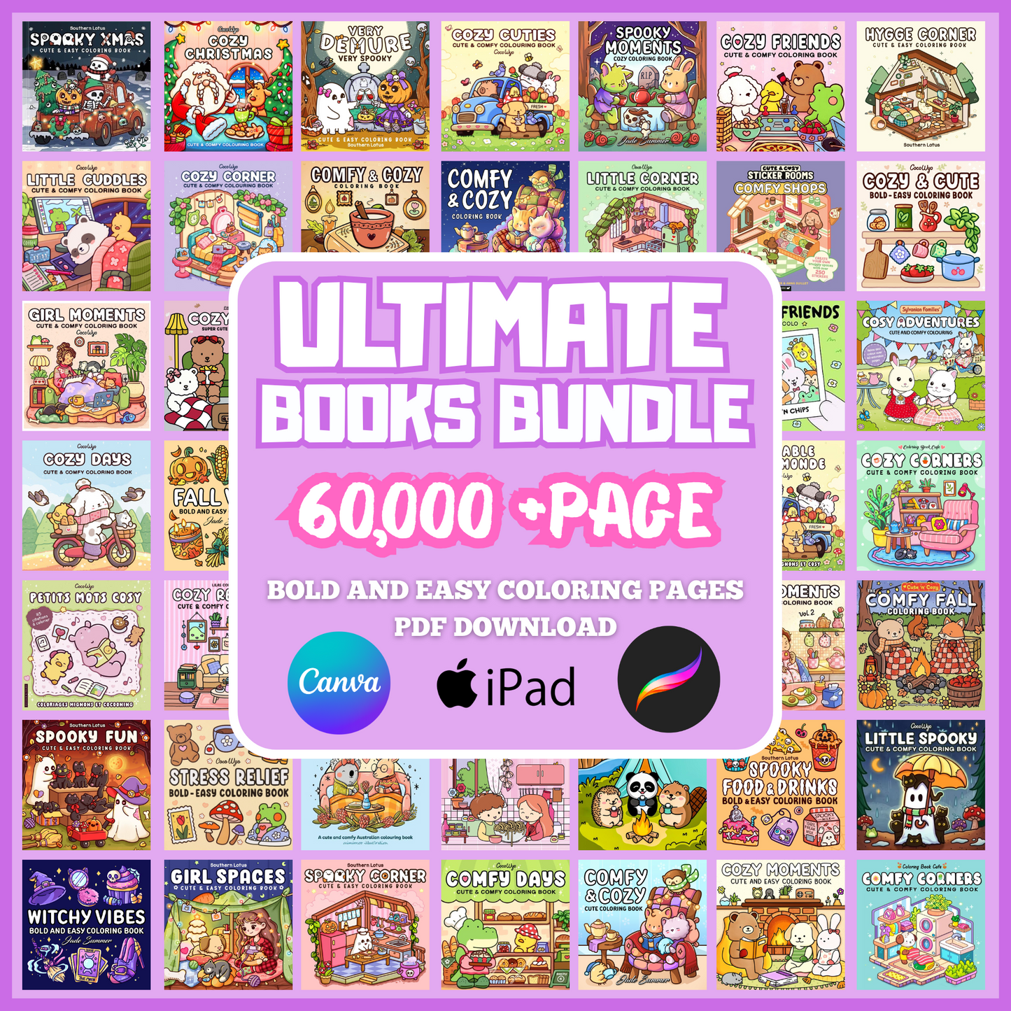Ultimate Coloring Books Bundle | 60,000+ Cute & Easy Printable Pages