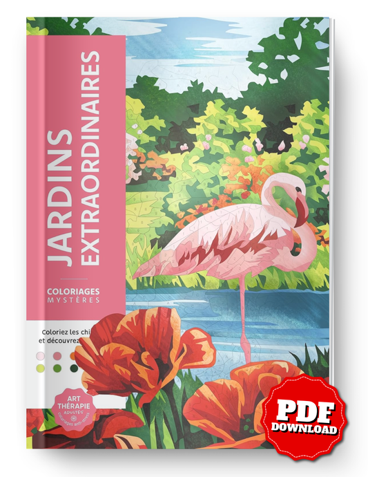 Extraordinary Gardens Mystery Color By Number Book | Hidden Picture Nature Coloring Book | Printable PDF Coloring Pages for Adults & Teens