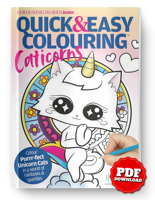 Caticorns Coloring Book PDF – Cute Unicorn Cats, Rainbows & Magical Coloring Pages | Digital Download