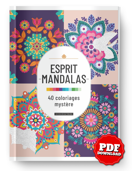 Mystery Mandala Coloring Book PDF | 40 Color by Number Pages | Floral Mandalas & Relaxing Patterns | Printable Digital Download