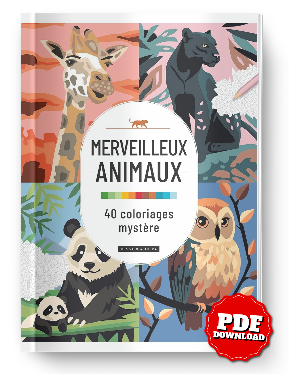 Merveilleux Animaux – Mystery Coloring Book PDF | 40 Animal Color by Number Pages