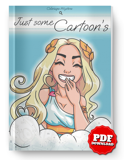 Just Some Cartoons Mystery Coloring Book | Cartoon Color by Number | Printable PDF | Mystery Coloring Pages | Digital Download
