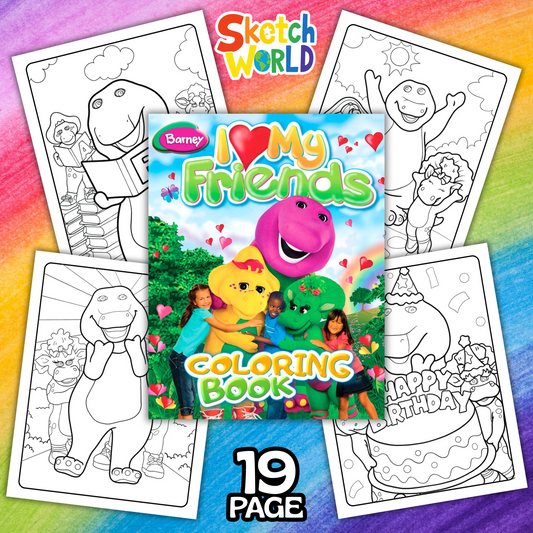 Barney Coloring Book | 19 Printable Pages of Fun & Friendship