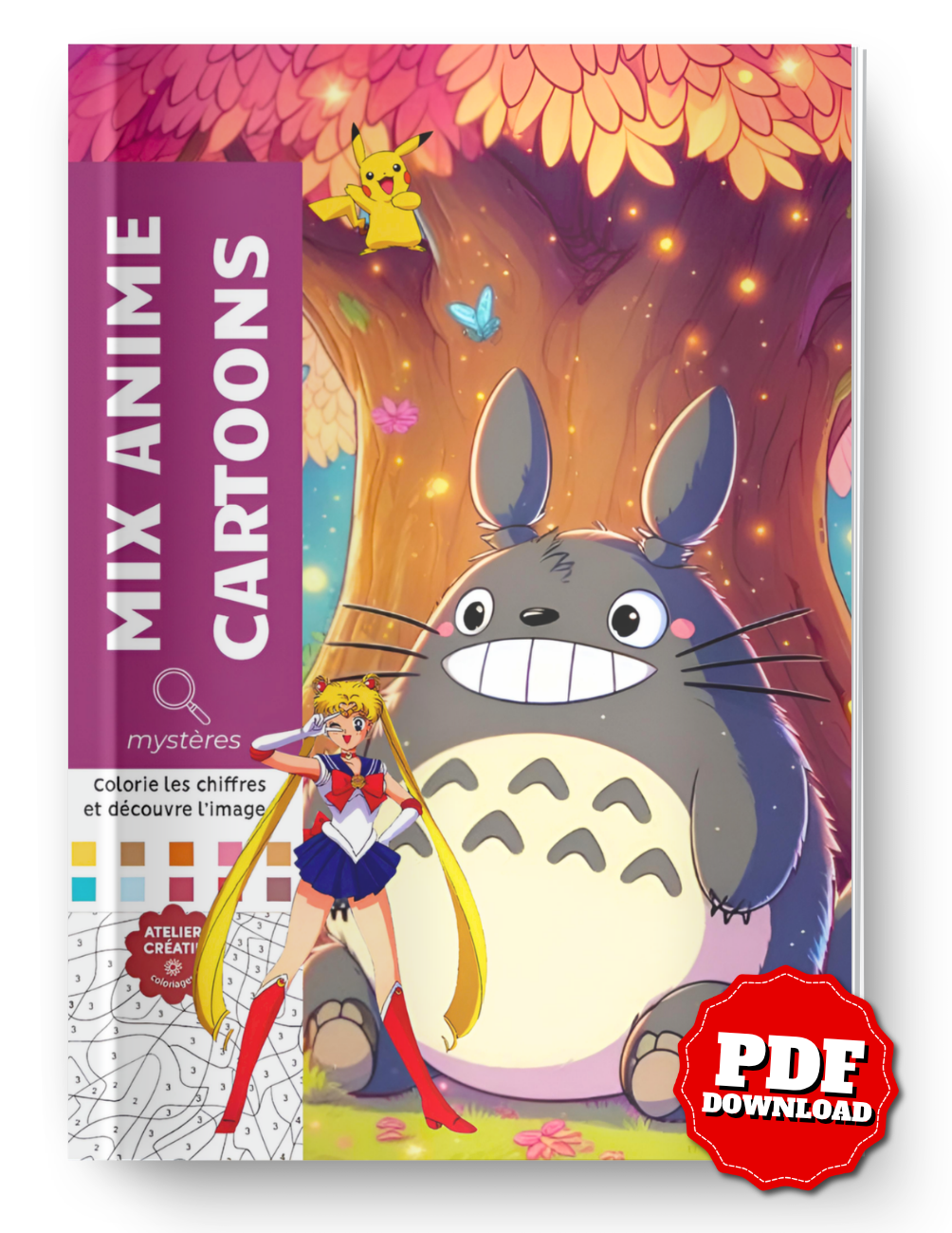 Mix Anime Cartoons Mystery Coloring Book PDF | Digital Download Color by Number Pages